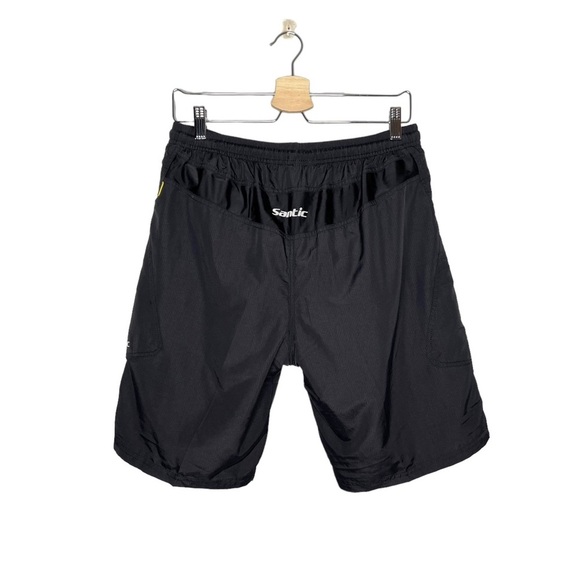 Santic Black Men’s Padded Elastic Waist Nylon Bicycle Cycling Shorts - Picture 6 of 15